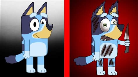 Bluey Characters Horror/Monster Version - YouTube