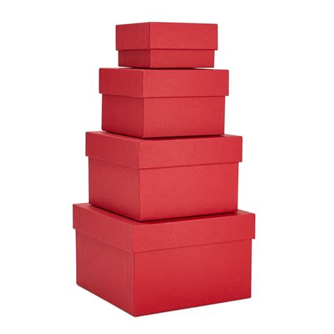 4 Pack Square Nesting Gift Boxes, Decorative Boxes with Lids in 4 ...
