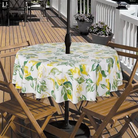 Fitable Round Outdoor Tablecloth with Umbrella Hole and Zipper- 60Inch ...