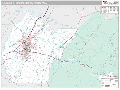 Cleveland, TN Metro Area Wall Map Premium Style by MarketMAPS