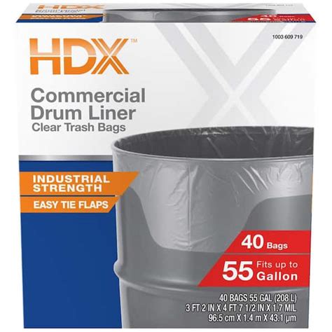 Reviews for HDX 55 Gal. Clear Heavy-Duty Flap Tie Drum Liner Trash Bags ...