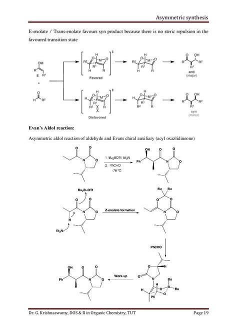 Asymmetric synthesis notes