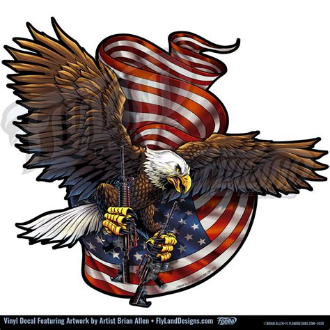 Eagle with Guns Vinyl Decal - Flyland Designs, Freelance Illustration ...