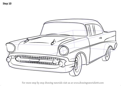 Step by Step How to Draw a 1957 Chevy Bel Air : DrawingTutorials101.com