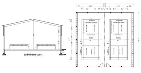 Badminton court Plan and Elevation With DWG File.This Shows badminton ...