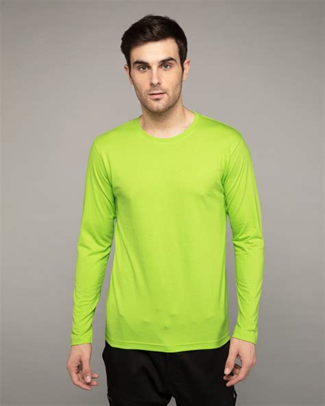 Buy Neon Green Plain Full Sleeve T-Shirt For Men Online India @ Bewakoof.com