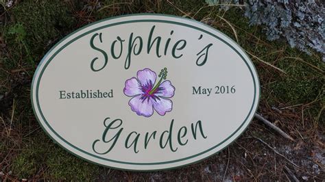 Custom Garden PVC Signs Personalized Engraved with Hibiscus