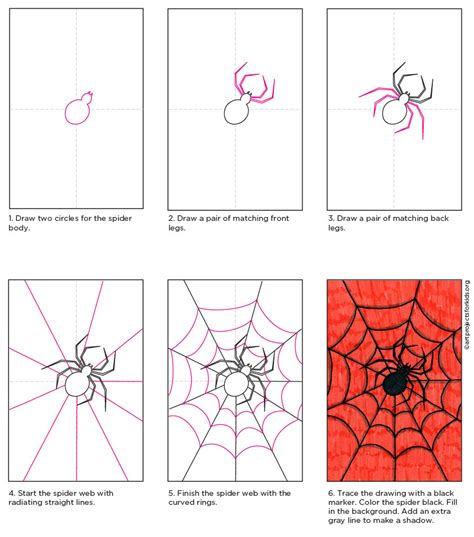 How to Draw a Spider: Easy Step-by-Step Art Lesson for Kids | Spider drawing, Easy drawings ...