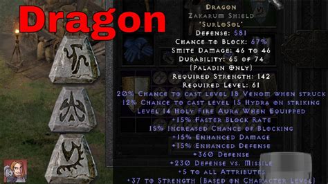 Diablo II Resurrected Rune Words - Dragon (Sur Lo Sol) - YouTube