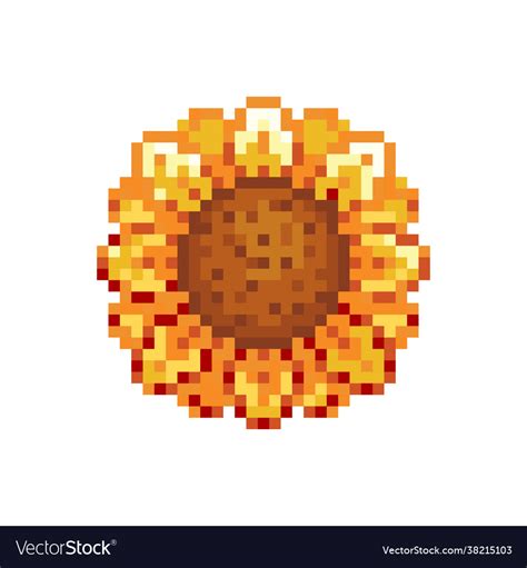 Sunflower beading pattern pixel image Royalty Free Vector