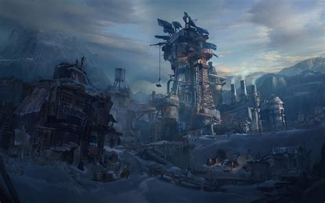 ArtStation - Post Apocalyptic Oil Refine Town