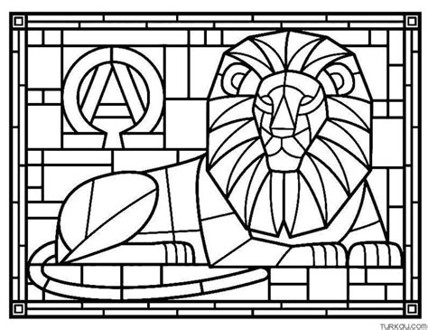 Lion Stained Glass Coloring Page » Turkau