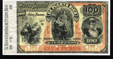 Puerto Rico banknotes 100 Pesos bank note of 1894, Banco Español de ...