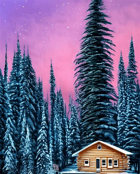 Little Cabin in Alaska Winter with Aurora · Creative Fabrica