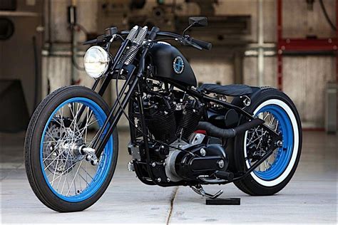 Custom 1973 Ironhead Harley-Davidson Sportster - LOVE THE BLUE WHEELS # ...