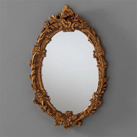 Antique French Style Oval Gold Ornate Wall Mirror | HomesDirect365