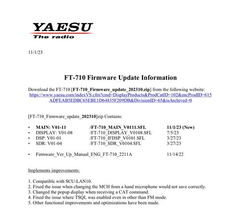 *UPDATE* FT-710 Yaesu Goes V1.11 – Home Of The Wizard 🧙‍♂️