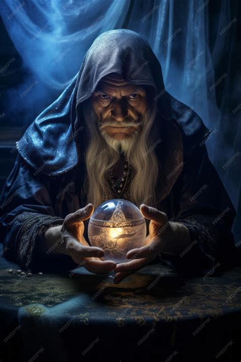 Premium AI Image | Man telling from a crystal ball dressed as a ...