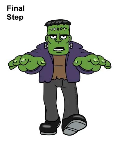 How to Draw a Cartoon Frankenstein VIDEO & Step-by-Step Pictures