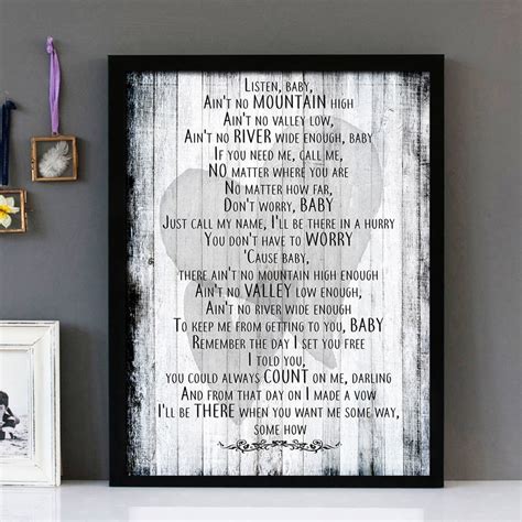 "Ain't No Mountain High Enough" - Marvin Gaye - Framed Lyrics Wall Art