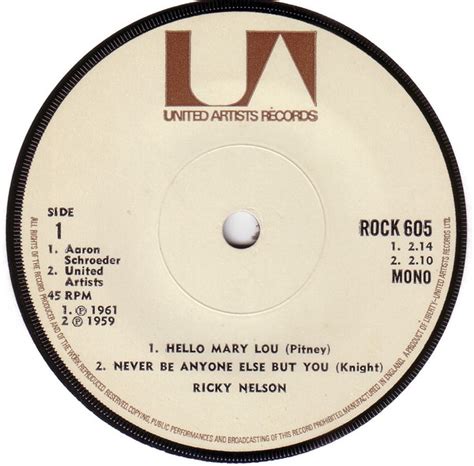 Ricky Nelson - Hello Mary Lou (Vinyl) | Discogs