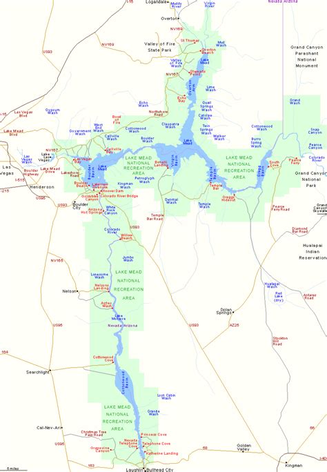 Map of Lake Mead National Recreation Area, Arizona/Nevada