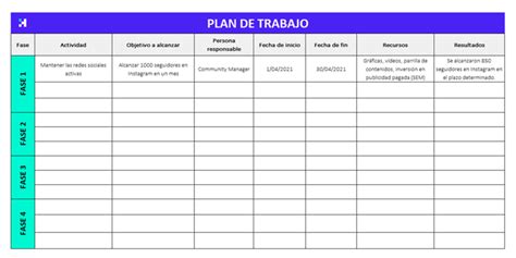 Formato de plan de trabajo: Recurso editable [GRATIS] | Crehana