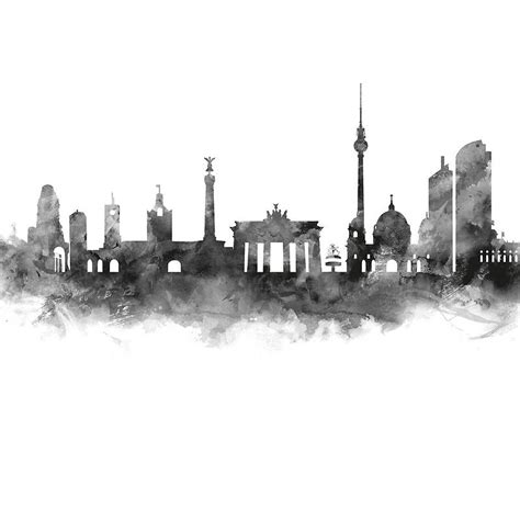 Berlin Black and White Skyline Painting Printed Wall Clocks at Redbubble by MonnPrint. Berlin is ...