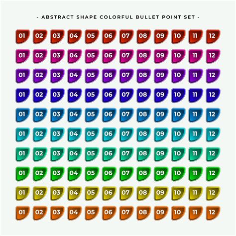 Abstract Shape Colorful Bullet Point Set 26169339 Vector Art at Vecteezy