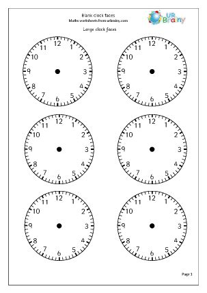 Clock faces - Time worksheets for Year 1 (age 5-6) by URBrainy.com