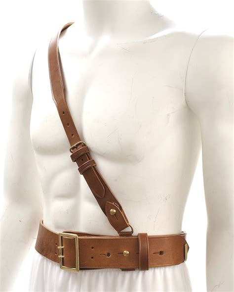 Sam Browne Belt with Shoulder Strap Brown Leather WW1 will fit 38" - 42"