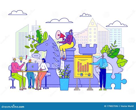 Business Strategy Concept, People Cartoon Characters and Chess Figures ...