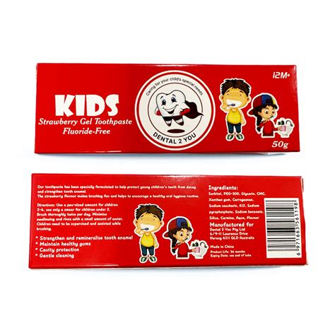 Kids Strawberry Gel Toothpaste Fluoride Free 50g x 3 | dental 2 you