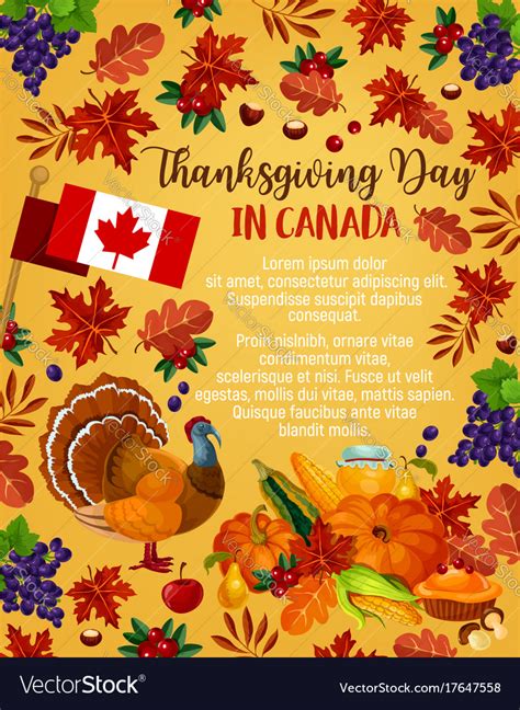 Thanksgiving day canadian greeting poster Vector Image