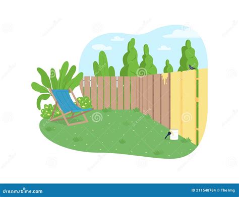 Garden Fence Painting 2D Vector Web Banner, Poster Stock Vector ...