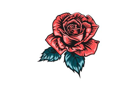 Rose Vintage Tattoo Element. Red Bud, Gr Graphic by pch.vector · Creative Fabrica