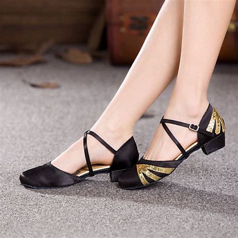 Women's Ballroom Dance Shoes Modern Shoes Line Dance Performance Practice Waltz Heel Splicing ...