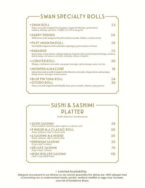 Menu - SWAN Sushi•Seafood•Bar