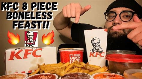 KFC 8 PIECE DIPPING BONELESS FEAST!! MUKBANG!! - YouTube