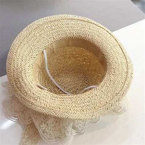 Girls Natural Straw Hat With Lace Edge Bow 2023 Spring/Summer ...