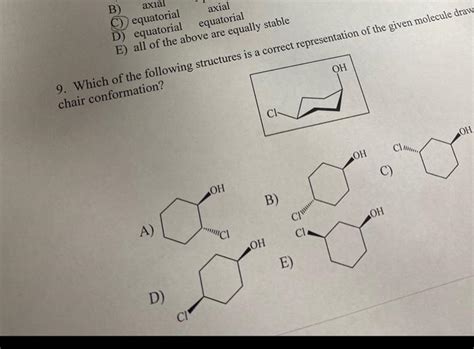 Solved B) axial axial C) equatorial equatorial D) equatorial | Chegg.com