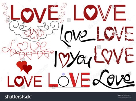 Inscriptions Hand Love Love You Different Stock Vector (Royalty Free ...