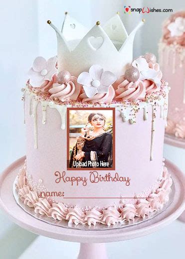 Crown Princess Birthday Cake with Name and Photo Edit - Birthday Cake ...