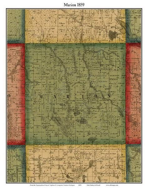 Marion, Michigan 1859 Old Town Map Custom Print - Livingston Co. - OLD MAPS