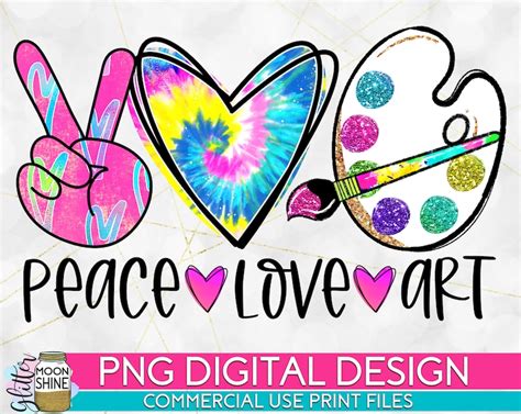 Peace Love Art Colorful Tie Dye PNG Print File for Sublimation - Etsy