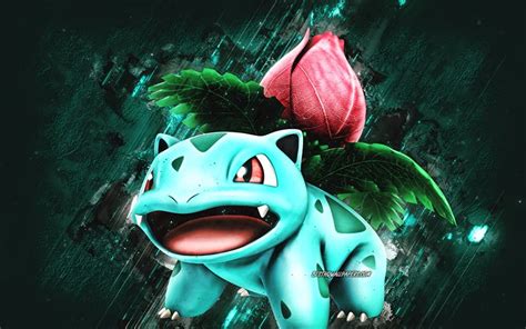 Download wallpapers Ivysaur, Pokemon, characters, blue stone background ...