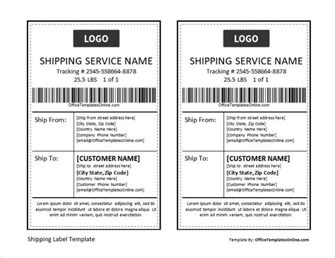 Printable Shipping Label Template