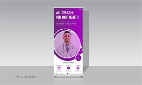 Premium Vector | Medical healthcare roll up banner stand template for hospital and doctor promotion