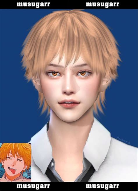 Denji | Chainsaw Man 🧡[Preview] | musugarr. | Sims 4 teen, Sims hair ...