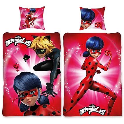 Miraculous Ladybug Bedding Running, 135 x 200 cm + 80 x 80 cm, 100% cotton - Renforcé / Linon ...